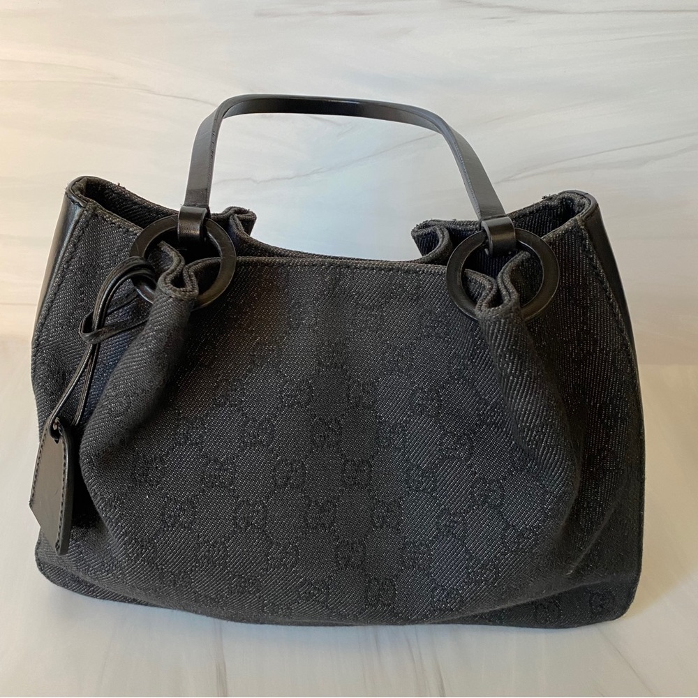 Gucci Black GG Canvas Tote Shoulder Bag